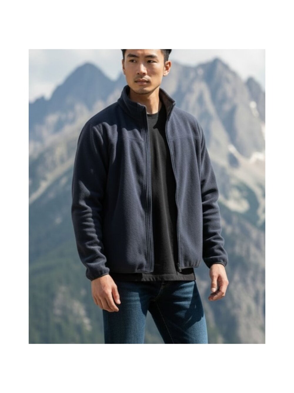 IZOD PerformX Fleece Jacket Mens XXL Navy Blue Full Zip Mock Neck Pockets